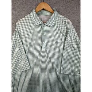Turtleson Tour Performance Polo Shirt Mens Size XXL 2XL Green/White Crosshatch